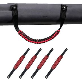 Vemote 4 Pack Roll Bar Grab Handles Compatible with Ford Bronco 2021 2022 2023 2/4 Door, Paracord Grip Handle, Bronco Interior Accessories (Black)