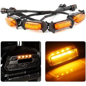 4PCS LED Grill Lights, LED Amber Grill Light, Front Grille Bumper Raptor Lamps Car Accessories with Harness, Compatible with 2016-2019 Toyota Tacoma TRD PRO Front Grill