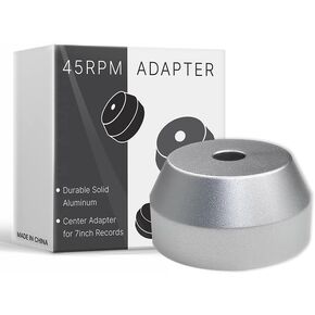 45 RPM Silver Adapter Durable Solid Aluminum Center Adapter for 7 inch Vinyl
