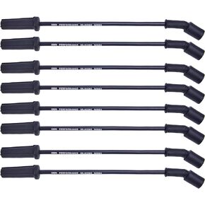 RLP Set of 8 Professional Spark Plug Wire 9748HH 8.0mm Red Compatible with Cadillac Escalade, Chevy Silverado Suburban Tahoe GMC Sierra Yukon