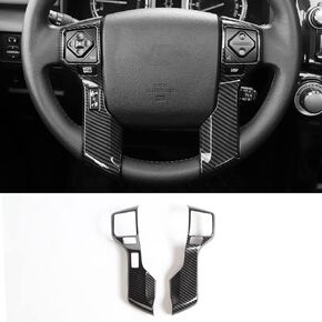 Voodonala for 4Runner Steering Wheel Cover Decoration Trim fit Toyota Tacoma 2014-2021 Tundra Sequoia 2018-2021 Toyota 4Runner SUV 2010-2021(2 Holes,Carbon Fiber Black)