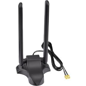 Eightwood WiFi 6 6E Antenna,Tri-Band 2.4GHz 5GHz 6GHz Magnetic Base WiFi Antennae, RP-SMA Connector for PC Desktop Computer Motherboard PCIe WiFi 6E Card Bluetooth AV Receiver Wireless Router