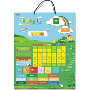 Magnetic Learning Calendar with Weather Station 55 PCS (15" X 12" Wall Mountings Ready)