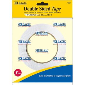 BAZIC Double Sided Tape 1" X 36 Yard (1296"), Clear Sticky Mounting Adhesive Tapes, Permanent Double-Sided Tape for Arts Crafts Scrapbooking, 2-Pack