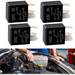 2 PCS Car Relays, 5 Pin 12V Electronic Control Components, Multi-Purpose Car Starter Adapter Replacements, Universal for Most Cars, Trucks and Vans (Black)