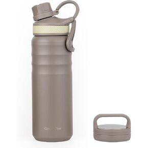 GrandTies 2 Lids Sports Stainless Steel Water Bottles – 24oz, Wide Mouth Vacuum Insulated Reusable Leak Proof BPA-Free Travel Metal Canteen, Thermos Bottles for Men Women Gym (Midnight Black) in Kuwait