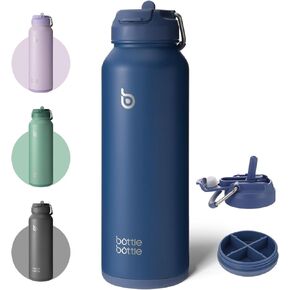 BOTTLE BOTTLE 40oz Insulated Water Bottle with Straw Sport Stainless Steel Water Bottle with Handle Lid Outdoor Sports Bottle for Pills (blue)