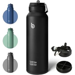 BOTTLE BOTTLE 40oz Insulated Water Bottle with Straw Sport Stainless Steel Water Bottle with Handle Lid Outdoor Sports Bottle for Pills (blue)
