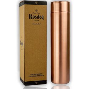 Copper Water Bottle - 34oz Vintage Modern Design - An Ayurvedic Pure Copper Vessel For Drinking- Drink More Water, Lower Your Sugar Intake And Enjoy The Health Benefits Immediately