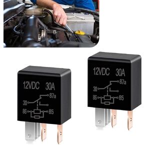2 PCS Auto 5-pin Relay, 12V/24V Oil Pump Air Conditioner Spotlight Fan Starter Relay Replacement, Multi-Purpose Heavy-Duty Starter Relay, Universal Accessories for Cars Boats (Black)