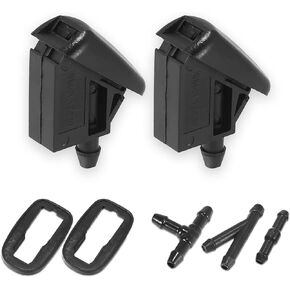 Car Front Windshield Washer Nozzle Kit, Car Windshield Washer Nozzle with Connector Joint, Replacement for Ford Focus (Black)