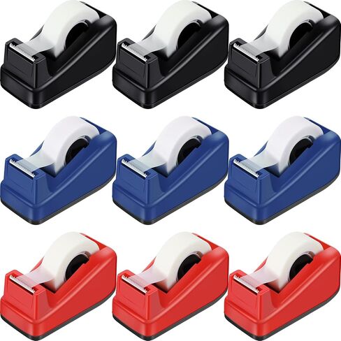 9 Pack Desktop Tape Dispenser Tape Roll Dispenser Cute Office Tape Dispenser Non Skid Base Tape Dispensers One Hand Operation Desk Tape Dispenser for Office Home School (Tape Not Included) in Saudi Arabia