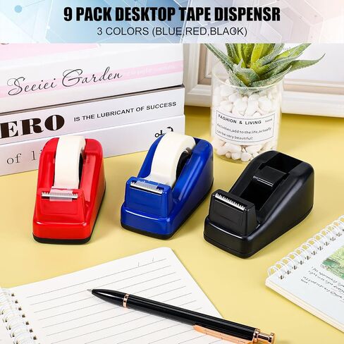 9 Pack Desktop Tape Dispenser Tape Roll Dispenser Cute Office Tape Dispenser Non Skid Base Tape Dispensers One Hand Operation Desk Tape Dispenser for Office Home School (Tape Not Included) in Saudi Arabia