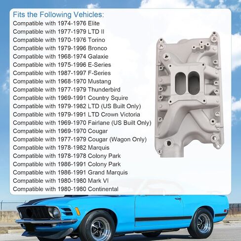Aluminum Dual Plane Intake Manifold Compatible with Ford Small Block Windsor V8 5.8L 351W Idle-6800 RPM Range Replace# 84023 in Saudi Arabia