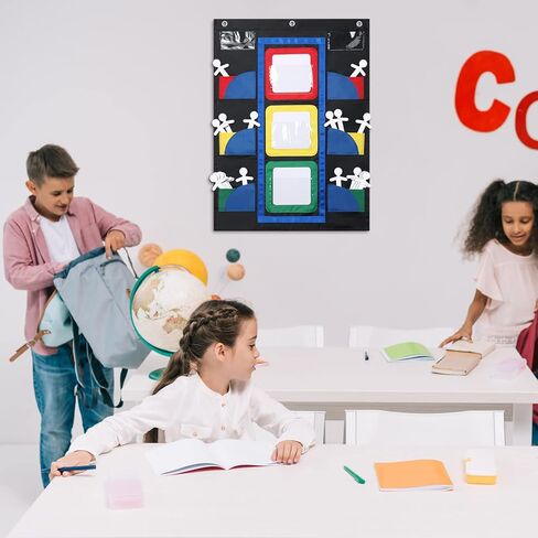 Jinei Stoplight Classroom Pocket Chart Behavior Pocket Chart Back to School Supplies Behavior Chart with 36 Dry Erase Student Sticks Classroom Management Tools for Home Teacher Educational Supplies in Saudi Arabia