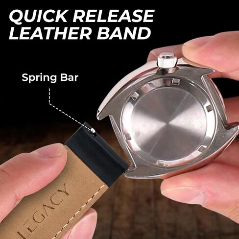 LEGACY Leather Watch Bands for Men - Top Grain Leather Watch Band Replacement Strap of Width 20mm, Compatible with Any Traditional or Smart Watch that Uses 20 mm Spring Bars - Great Gift, Black in Saudi Arabia