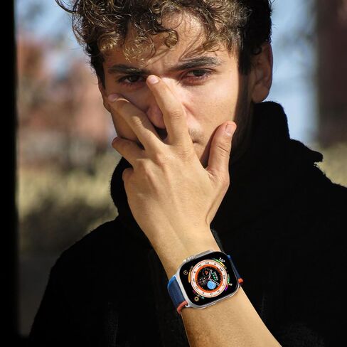 حلقة من النايلون متوافقة مع سوار ساعة Apple 38 مم 40 مم 41 مم 42 مم 44 مم 45 مم 49 مم للنساء والرجال، قابلة للتعديل بحزام خطاف معدني لساعة iWatch Ultra Series SE 8/7/6/5/4/3/2/1 in Kuwait