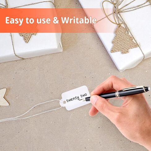 1000 قطعة من علامات الأسعار مع سلسلة مرفقة، علامات تعليق ورقية، علامات قابلة للكتابة، ملصقات أسعار علامات بيضاء تعرض علامات لمجوهرات ملابس المنتج، 0.9 × 0.51 بوصة in Kuwait