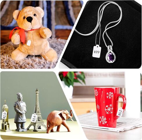 1000 قطعة من علامات الأسعار مع سلسلة مرفقة، علامات تعليق ورقية، علامات قابلة للكتابة، ملصقات أسعار علامات بيضاء تعرض علامات لمجوهرات ملابس المنتج، 0.9 × 0.51 بوصة in Kuwait