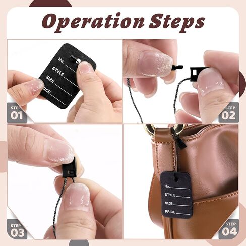 1000 Pcs 2" x 1.35" Price Tags and 7" Hang Tag String, Store Tags Clothing Tags Clothes Size Tags Coupon Tags and Nylon String Snap Lock Pin Loop Fastener Hook Ties for Clothes (Black) in Saudi Arabia