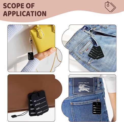 1000 قطعة من بطاقات الأسعار مقاس 2 × 1.35 بوصة وسلسلة علامات تعليق مقاس 7 بوصات، وعلامات تخزين علامات الملابس وعلامات حجم الملابس وعلامات القسيمة وسلسلة من النايلون ذات قفل سريع وربطات عنق ربط للملابس (أسود) in Kuwait