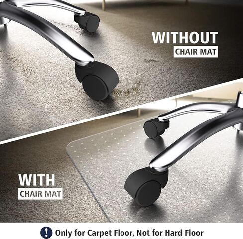 Office Chair Mat for Carpeted Floors with Lip, 48"X36" 2.0mm Thick, Transparent Desk Chair Mats with Studs for Low and Medium Pile Carpets, Easy Glide, Flat Without Curling in Kuwait