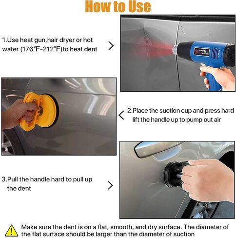 أداة سحب انبعاجات السيارة - مجموعة إزالة انبعاجات الشفط الكبيرة، رافع مقبض زجاجي قوي لإزالة الانبعاجات تلقائيًا، لإصلاح انبعاجات السيارة والبلاط الزجاجي ورفع الجرانيت (3 عبوات) in Kuwait