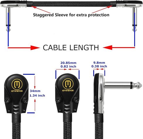 AUDIOBLAST - 6 وحدات - 15 بوصة - HQ-1- جديلة (أسود) - مرنة - محمية مزدوجة (100%) - كابل تصحيح دواسة تأثيرات الآلة مع ¼ بوصة (6.35 مم) منخفض المستوى، مقابس R/A Pancake TS & أحذية واقية in Kuwait