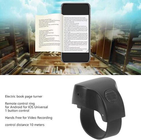 Bluetooth Remote Control Tiktok Page Turner, Camera Remote Shutter Selfie Scrolling Ring Fingertip Clicker for iPhone for Android Phone Tablet (Black) in Saudi Arabia