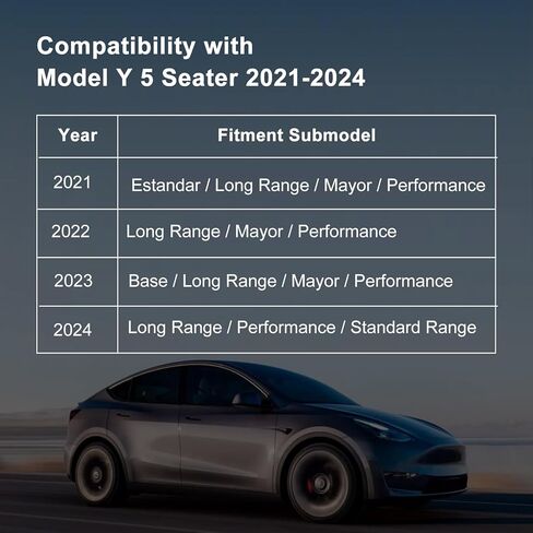 TAPTES حصير صندوق السيارة الخلفي حصيرة البضائع لملحقات الطراز Y 2024 2023 2022 2021 2020، حماية شاملة من بطانة البضائع المقاومة للماء - مناسبة لـ 5 مقاعد in Kuwait