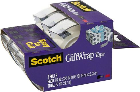 Scotch Gift Wrap Tape, 3 Rolls, The Go-to Tape for The Holidays, 3/4 x 300 Inches, Dispensered (311) in Saudi Arabia