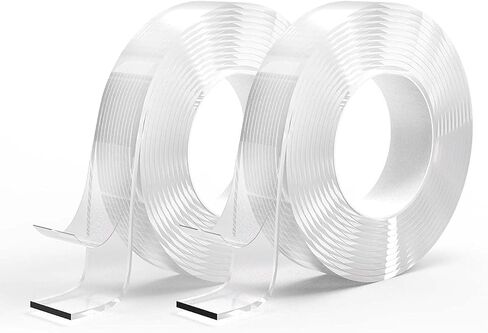 Double Sided Tape Heavy Duty, Nano Double Sided Adhesive Tape, Clear Tough Mounting Tape Picture Hanging Strips, Removable Wall Tape Sticky Poster Tape Decor (Pack of 2, Total 240 Inch) in Saudi Arabia