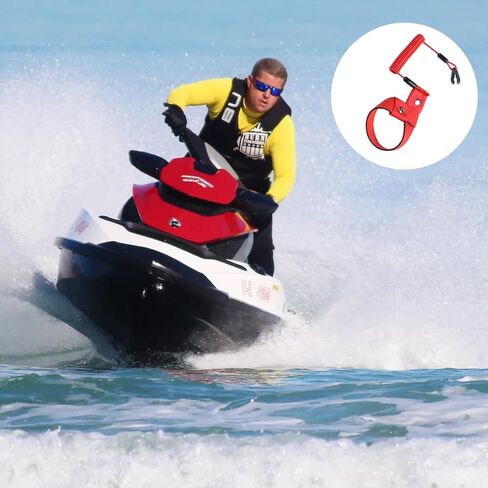حبل مفتاح قتل القارب، قطعتان من مفتاح قتل حزام المعصم للقارب، مناسب لجميع دراجات Yamaha Jet Ski، Waverunner، محرك محرك خارجي Mercury Marine قطع حبل التوقف، EW2-68348-00-00 استبدال in Saudi Arabia
