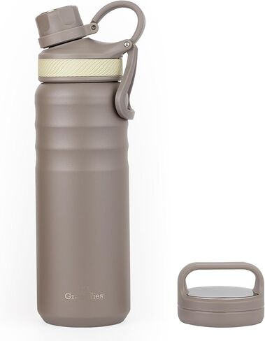 GrandTies 2 Lids Sports Stainless Steel Water Bottles – 24oz, Wide Mouth Vacuum Insulated Reusable Leak Proof BPA-Free Travel Metal Canteen, Thermos Bottles for Men Women Gym (Midnight Black) in Kuwait