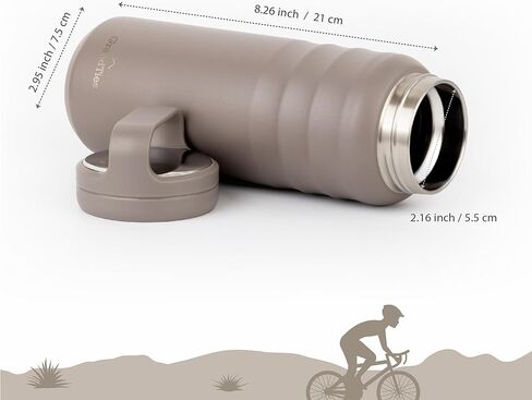 GrandTies 2 Lids Sports Stainless Steel Water Bottles – 24oz, Wide Mouth Vacuum Insulated Reusable Leak Proof BPA-Free Travel Metal Canteen, Thermos Bottles for Men Women Gym (Midnight Black) in Kuwait