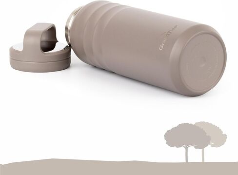 GrandTies 2 Lids Sports Stainless Steel Water Bottles – 24oz, Wide Mouth Vacuum Insulated Reusable Leak Proof BPA-Free Travel Metal Canteen, Thermos Bottles for Men Women Gym (Midnight Black) in Kuwait