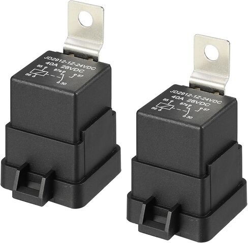 2 Pcs Waterproof Relay DC 12V 40A, 5 Pin Relay Car Charge Case Universal for Car Durable Plastic Black in Kuwait