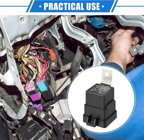 2 Pcs Waterproof Relay DC 12V 40A, 5 Pin Relay Car Charge Case Universal for Car Durable Plastic Black in Kuwait