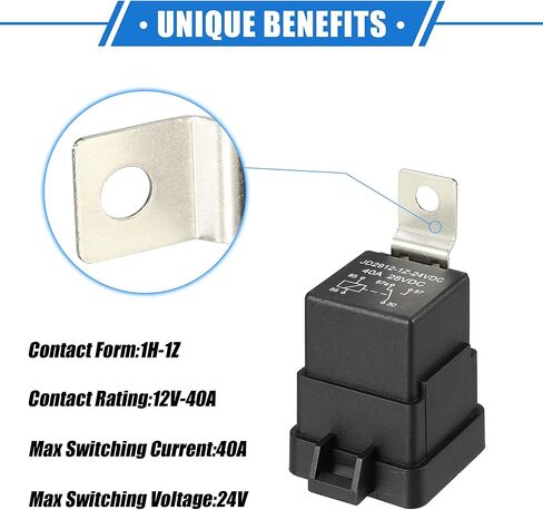 2 Pcs Waterproof Relay DC 12V 40A, 5 Pin Relay Car Charge Case Universal for Car Durable Plastic Black in Kuwait