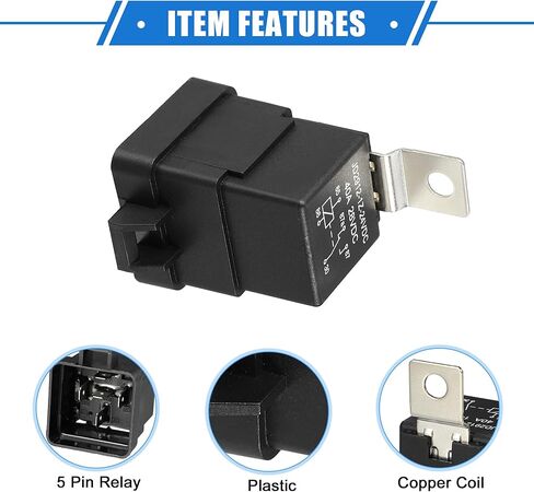 2 Pcs Waterproof Relay DC 12V 40A, 5 Pin Relay Car Charge Case Universal for Car Durable Plastic Black in Kuwait