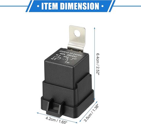 2 Pcs Waterproof Relay DC 12V 40A, 5 Pin Relay Car Charge Case Universal for Car Durable Plastic Black in Kuwait