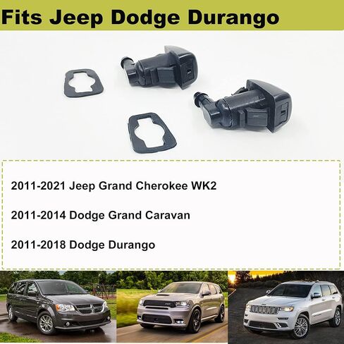 2 حزمة فوهة غسالة الزجاج الأمامي متوافقة مع جيب جراند شيروكي WK2، دودج جراند كارافان، فوهة غسالة دودج دورانجو تحل محل 68269108AA، 55372143AB، 68260443AA in Kuwait