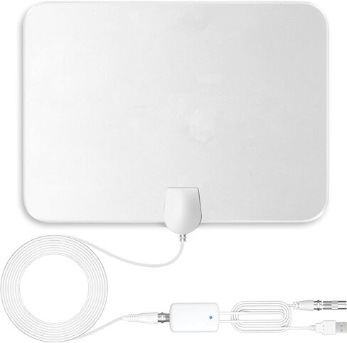 4K Amplified HD Digital TV Antenna Long 1000 Miles Range Smart TV Indoor Support 4K 1080p Fire TV Stick and All Older TVs 360° Signal Reception Switch Signal Booster with HDTV Coax Cable 17ft-White in Saudi Arabia