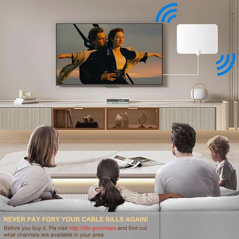4K Amplified HD Digital TV Antenna Long 1000 Miles Range Smart TV Indoor Support 4K 1080p Fire TV Stick and All Older TVs 360° Signal Reception Switch Signal Booster with HDTV Coax Cable 17ft-White in Saudi Arabia