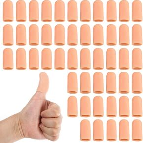 Molain 50Pcs Gel Finger Protectors, Silicone Finger Cots Covers Finger Sleeves Thumb Protector for Cracked Fingertip Treatment and Thumb Sucking Deterrent