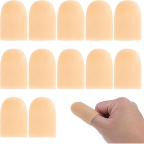 12 Pcs Finger Cots Finger Tips Protector Finger Covers for Cuts Thumb Protector Gel Finger Soft Flexible Finger Cap Covers Silicone Finger Protector Support Trigger Finger for Finger Cracking Blister
