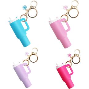 سلسلة مفاتيح Mini Tumbler (4 حزمة) لكأس ستانلي ، حامل كأس Mini Cup -keychain chapstick للنساء حقيبة ظهر حقيبة يد الفتيات