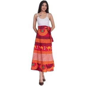 Women's Indian Cotton Wrap Skirts Boho Long Skirt Handmade Wrap Skirt
