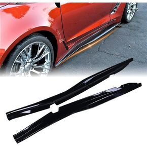 Side Skirts Fit for Chevy Corvette C7 Z06 & Grand Sport 2015-2019 Side Skirt Extension Lip Panels Splitter Spoiler Diffuser Wing Body Kit Air Dam Corvette C7 Accessories (Glossy Black)