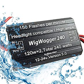WigWagger 240 Headlight Wig Wag Alternating Flasher Electronic Relay LED Xenon Halogen HID Incandescent - Emergency Police Ambulance Trucks 10 AMP 240W 12-24V 150 FPM